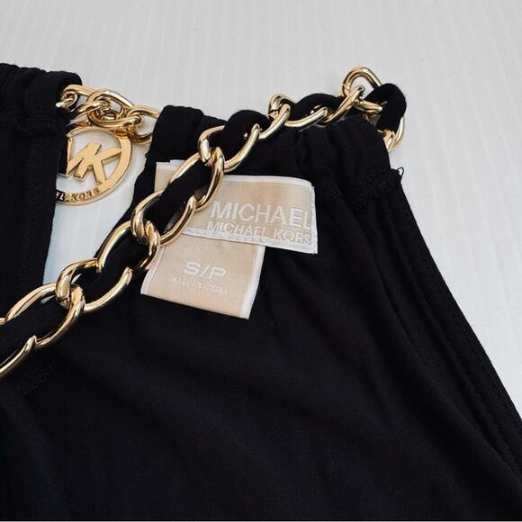 MICHAEL Michael Kors chain link halter with MK logo on chain black size small - Picture 3 of 6